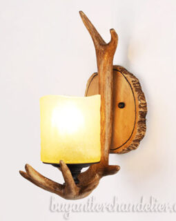 Antique Faux Deer Antler Wall Sconces Bedside Lamp Rustic Home Light Fixture Plug In for Bedroom With LED Candles Holders 13.8" x 11.8"