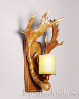 Antique Moose Antler Wall Lights Sconces Lamp with Plug In Rustic Light Fixture for Outdoor Porch Living Room Home Decor LED Candles Holders