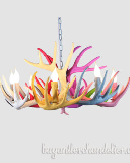 Colorful Faux Deer Antler Chandelier 8 Candelabra Pendant Lights Living Room Rustic Lighting Fixtures Home Decoration