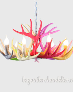 Colorful Faux Deer Antler Chandelier 9 + 3 Cast Candle-Style Nine Ceiling Lights Rustic Lighting Fixtures Home Decoration