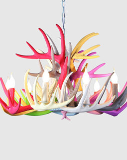 Colorful Faux Deer Antler Chandelier 9 + 6 Candelabra Ceiling Lights for Dining Living Room Bedroom Rustic Home Decor