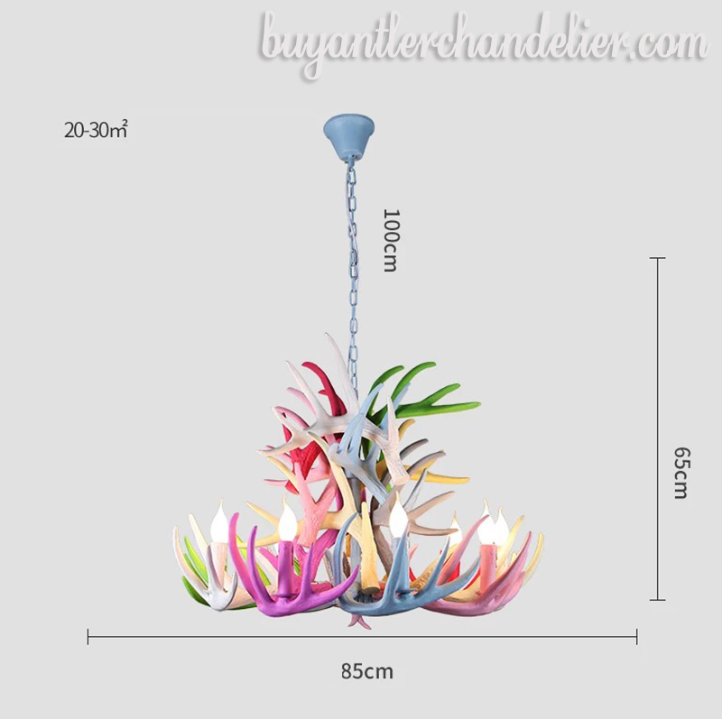 Colorful Faux Deer Antler Chandelier 9 + 9 Cast Candelabra Nine Pendant Lights Rustic Lighting Fixtures for Living Room Decoration