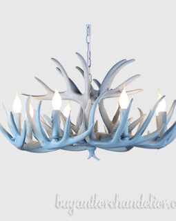 Deer Antler Chandelier for Bedroom 9 + 3 Nine Candelabra Ceiling Lights Rustic Light Fixtures Home Decor Sky-Blue With Plug LED Bulbs