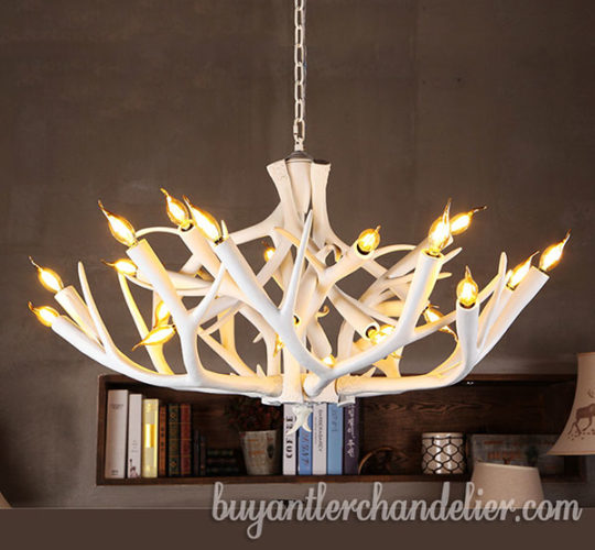 New Arrival Pure White Antler Chandelier 22 Cast Cascade Living Room Pendant Lights Rustic Style Lighting Fixtures