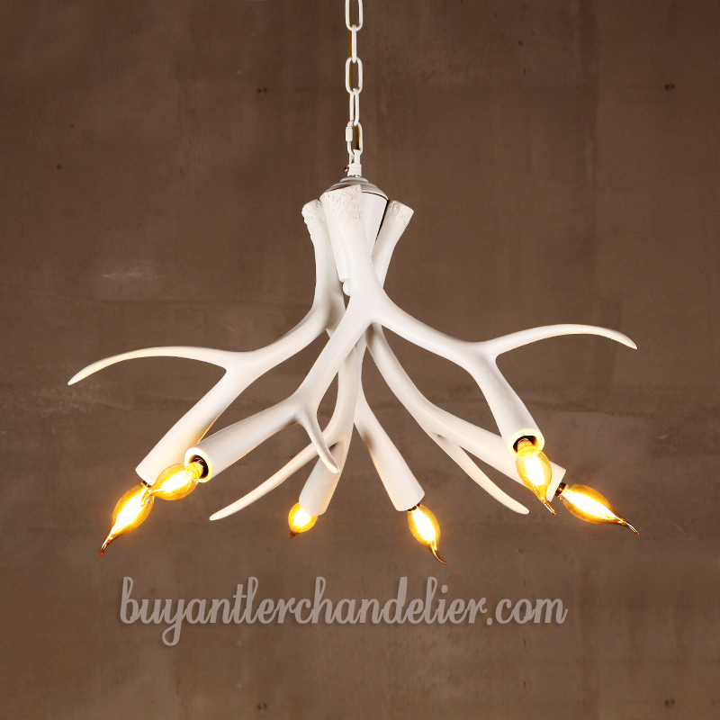 New Style Inverted White Deer Antler Chandelier 6 Cast Candelabra Ceiling Lights Rustic Home Lighting Fixtures Decor