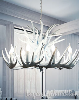 Sky-Blue Faux Deer Antler Chandelier 9 + 6 With Nine LED Candle-Style Ceiling Lights Rustic lighting Fixtures for Living Room Decoration