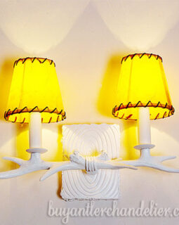 White Wall Light Sconces 2 Cast Twin Bedside Lamps Rustic Lights Fixture Plug In Decor for Bedroom Living Room with Shade 13.8" x 23.6"